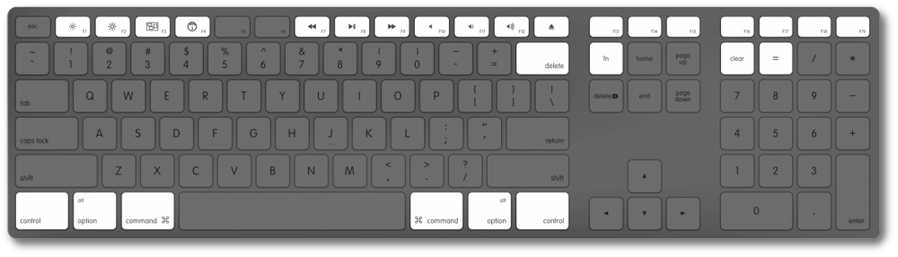 Apple Keyboard (Ultra-thin USB) Boot Camp feature keys